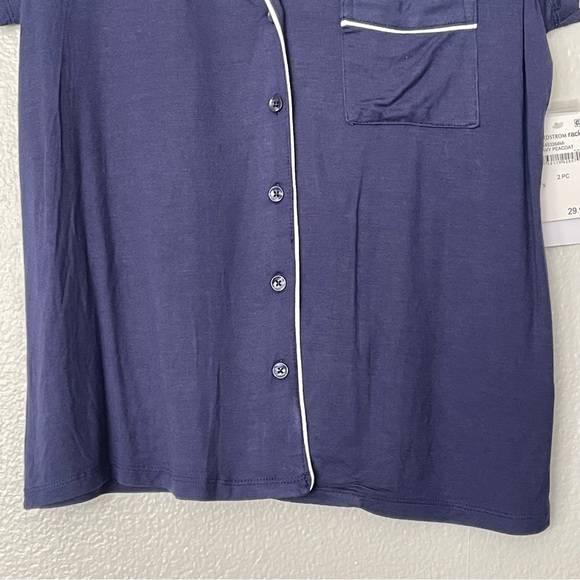 NWT Nordstrom Rack Tranquility Pajama Top in Navy Peacoat Buttons Size Small - Picture 5 of 9
